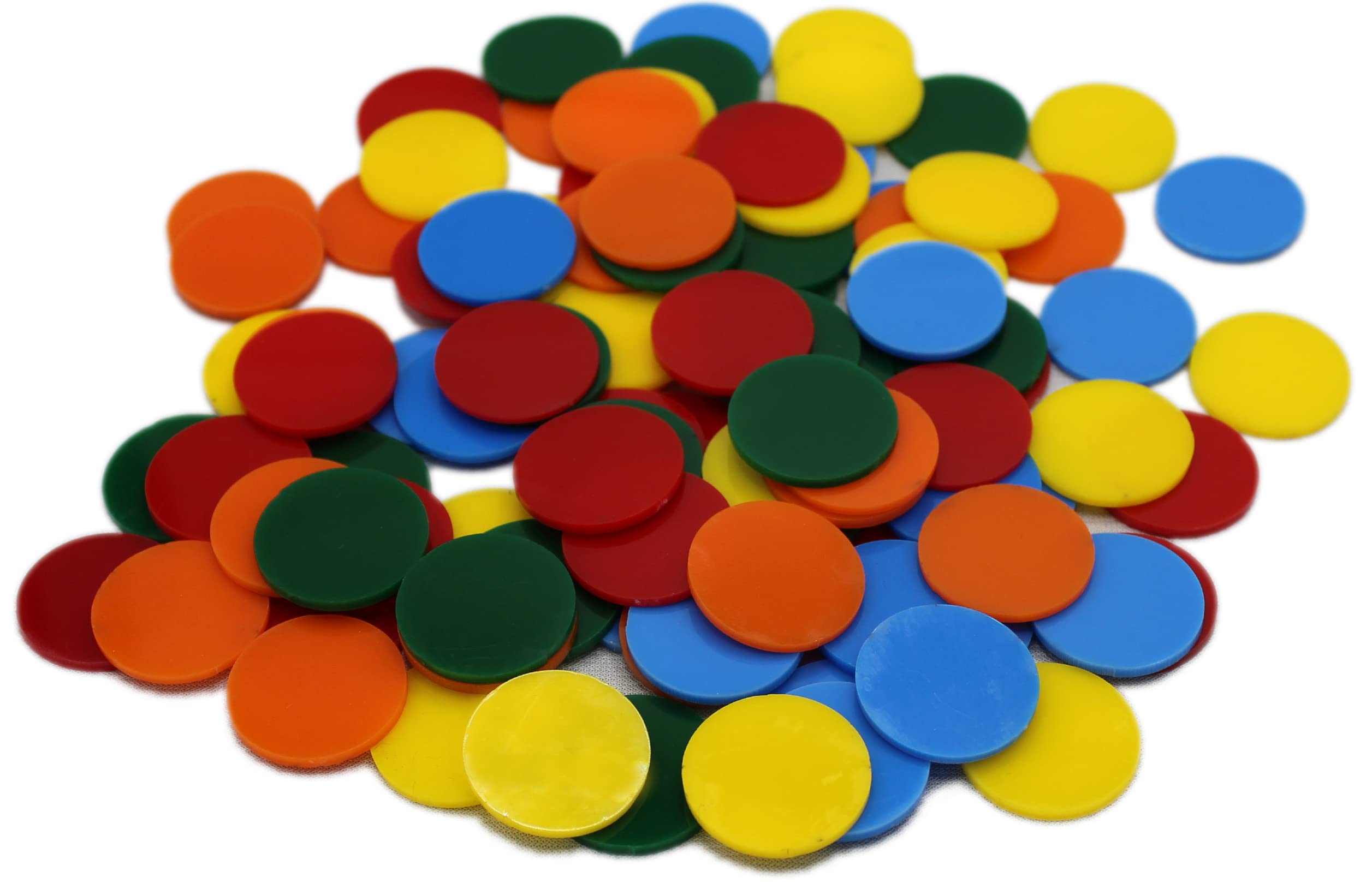 Mathworld Plastic 100 Pcs Color Tiles Counter Chip Token Circle Mathematics Counting Montessori Manipulatives (1.5 Inches), kids, Multicolor