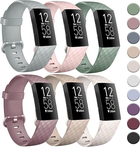 Miniatura 1 de Tobfit Paquete de 6 correas deportivas compatibles con Fitbit Charge 4  Fitbit Charge 3 bandas para mujeres y hombres, correas de silicona suave