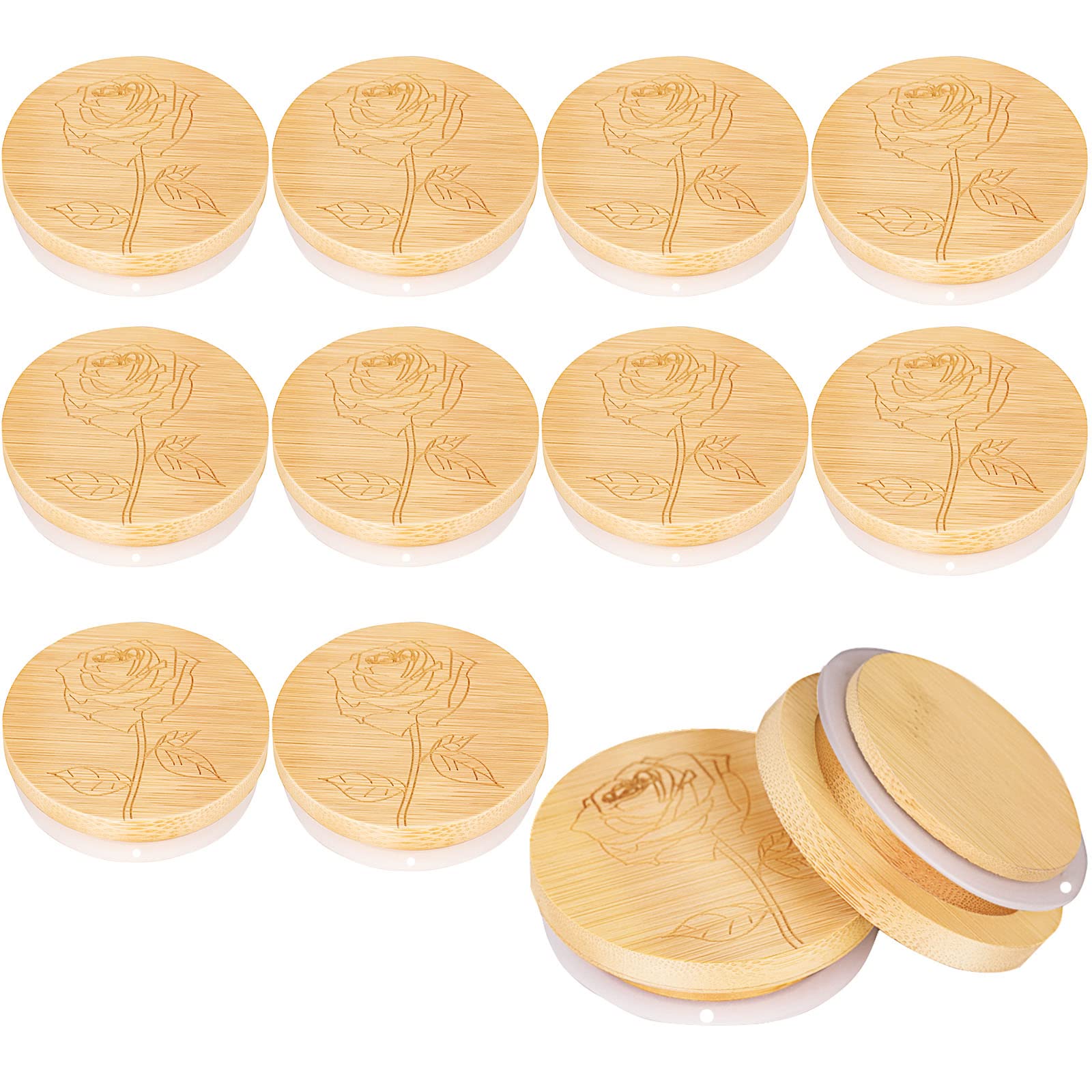 Buy 12 Pack Oui Yogurt Jar Lids Set, Bamboo Wood Lids that Fit Oui