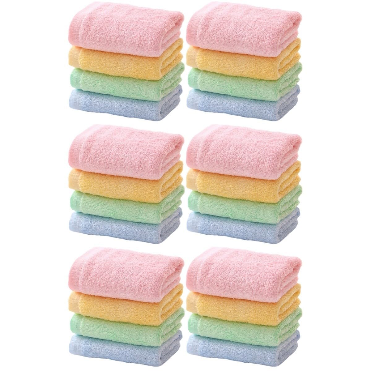 FRCOLOR Lot de petites serviettes pour enfants Couverture de bain pour bébé Serviette de visage pour bébé Serviettes douces et absorbantes Serviettes de cuisine en microfibre avec capuche Serviette
