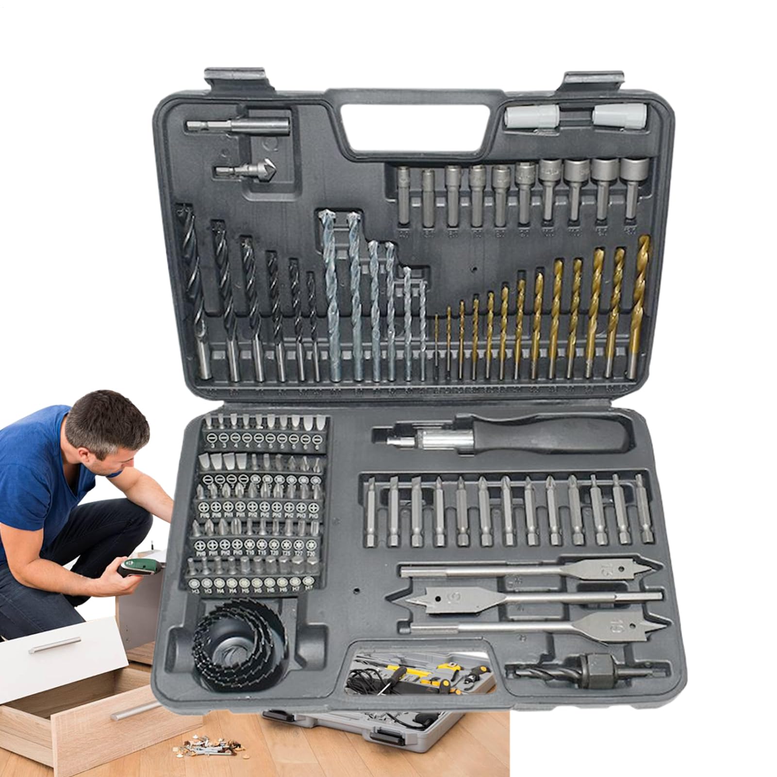 Set di Punte da Trapano in Metallo per Acciaio Kit Utensili Multifunzionale | Kit Punte Trapano per Calcestruzzo Per Falegnameria Lavorazione Metalli Bricolage Costruzione Montaggio