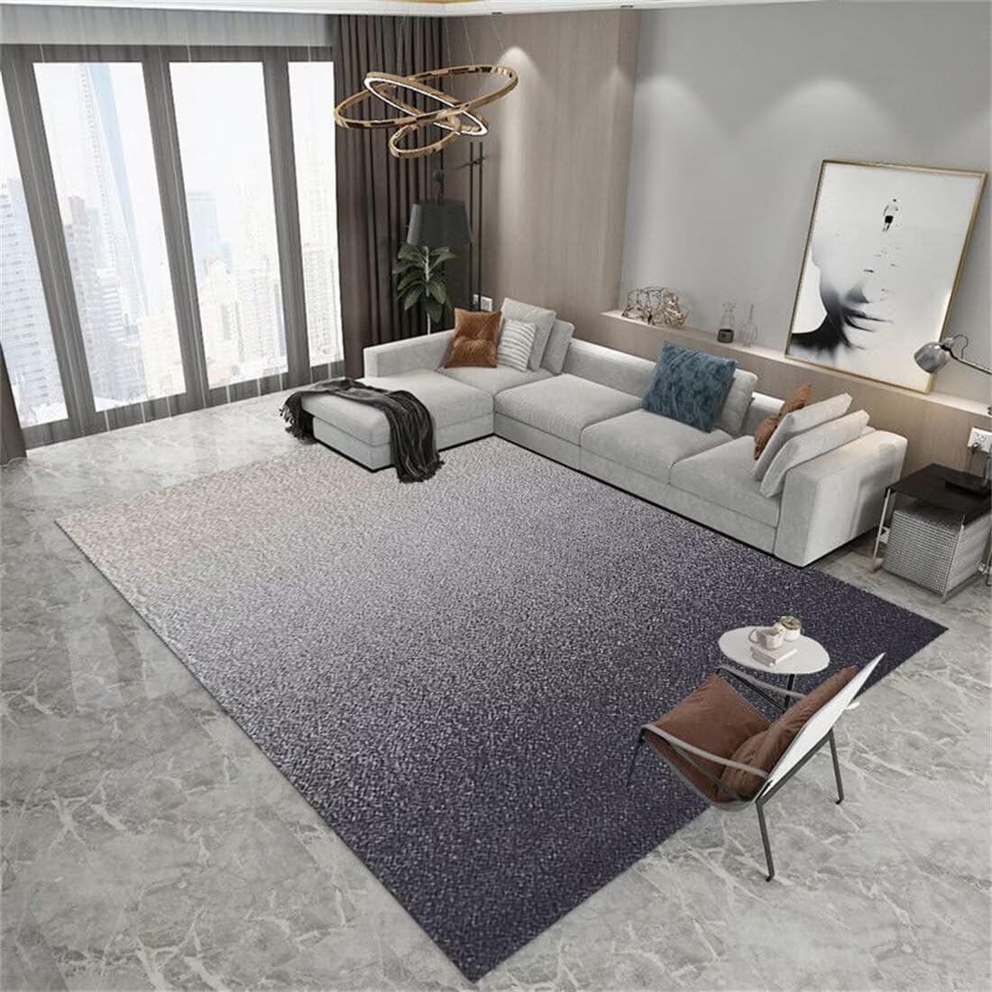 Tapis chambre enfant fille 90x200 cm gris doux et facile à nettoyer