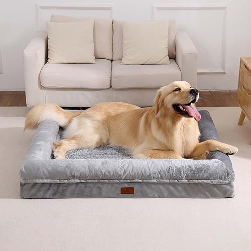 Miniatura 6 de Cama ortopédica jumbo para perros, cama lavable para perros con cojín extraíble de 4 lados, cama impermeable para mascotas, espuma con parte