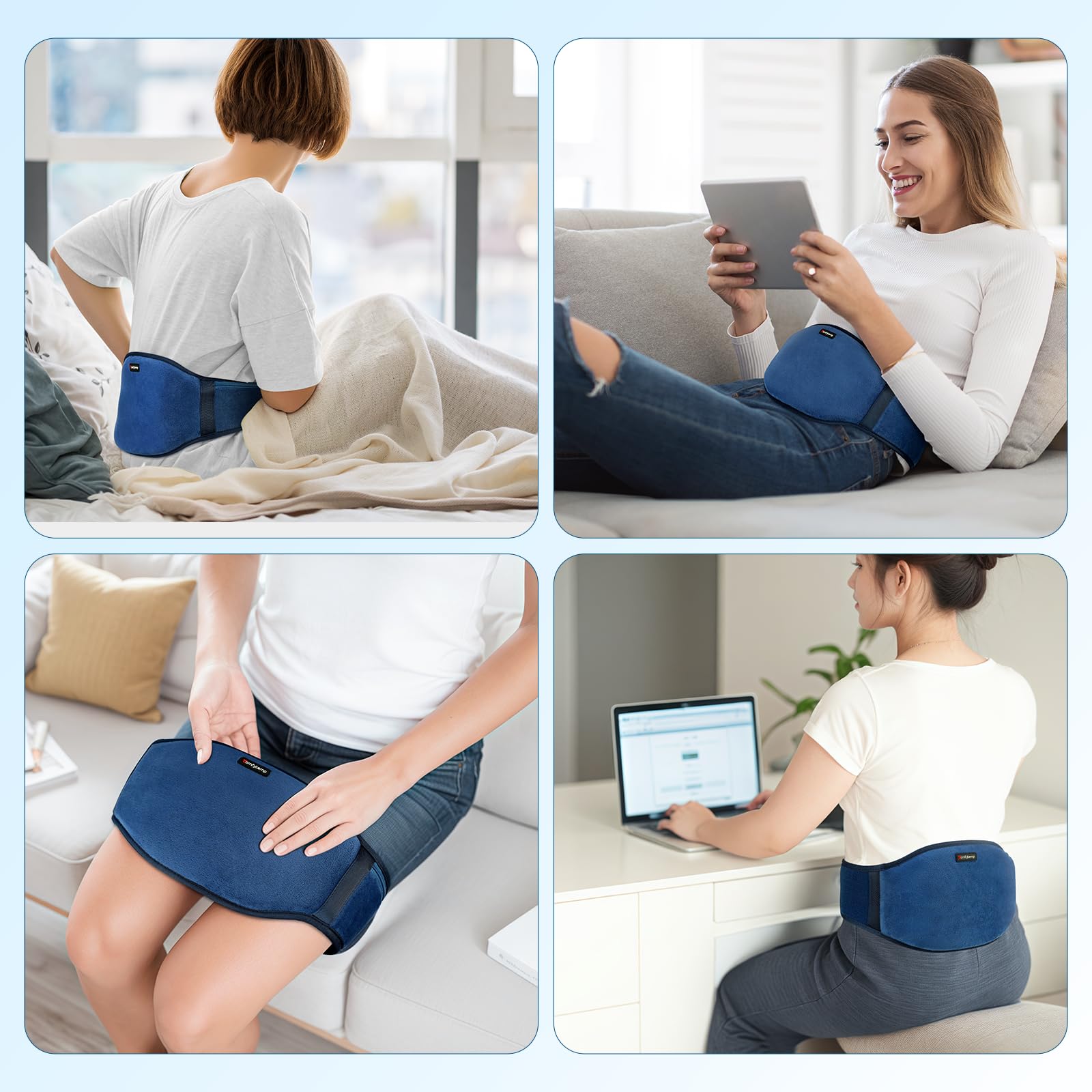 Comfytemp Wärmegürtel Vibrationsmassage für Rücken mit 25Wh Akku,18x147cm Kabellos Heizgürtel Massagegerät, Ultraweich Heizkissen mit Abschaltautomatik, Rückenwärmer mit USB