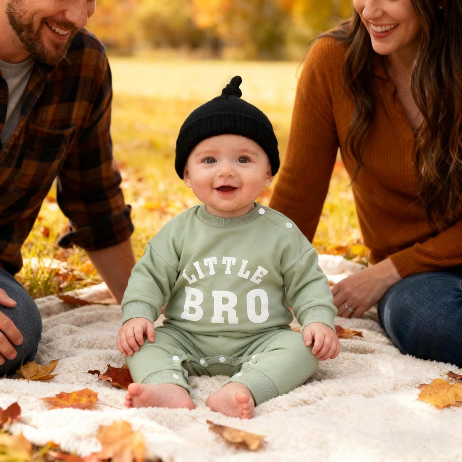 Sinhoon Baby Boy Outfits Little Brother Newborn Outfit Soft Cotton Romper Letter Print Coming Home Clothes with Hat - Image 2