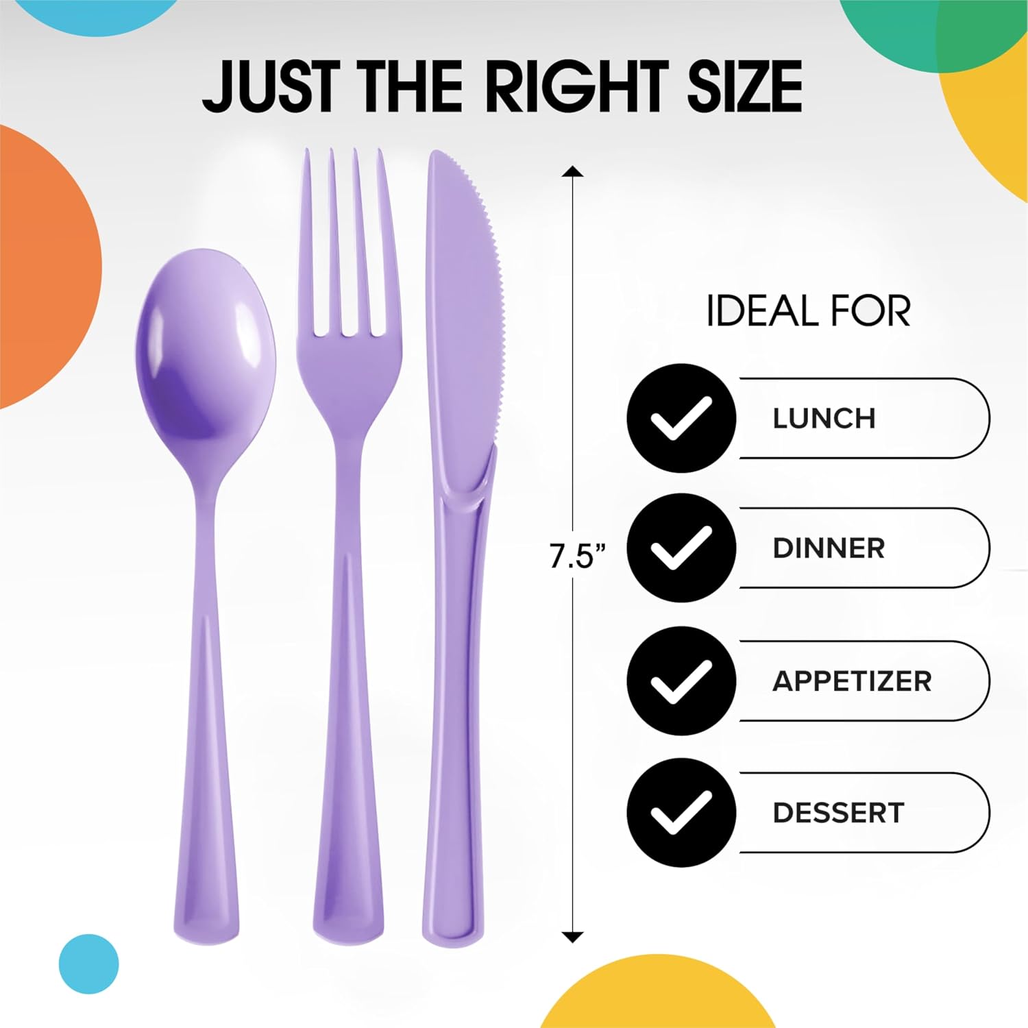 Party Solids Lavender Plastic Silverware 300 Pcs Lavender Cutlery Set image 3