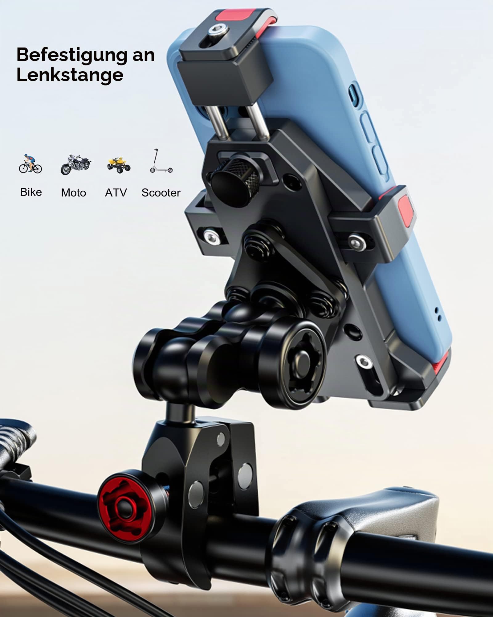 BRCOVAN Diebstahlsichere Motorrad Handyhalterung mit Vibrationsdämpfer | Kompatibel mit RAM Mounts B Größe 1 Zoll Kugel Komponente und Fahrrad Motorrad Handyhalter mit 1'' Kugel Adapter