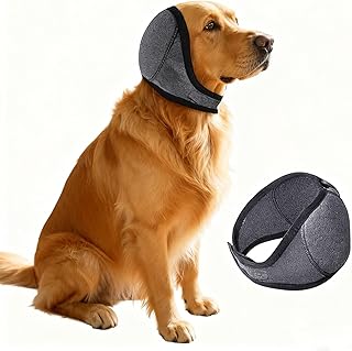 Dog Ears Cover, Dog Ear Muffs Noise Protection, Adjustable No Shake Ear Wrap Comfortable Quiet Dogs Calming Hood Blow Drying Headband Wraps (Grey, L(Head Circle