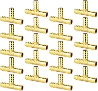 Vista 10 de GASHER 2 piezas de púas de manguera de latón en T, accesorio de manguera de 3 vías (púa de manguera de 1,27 cm x 1,27 cm x 1,27 cm) con 6