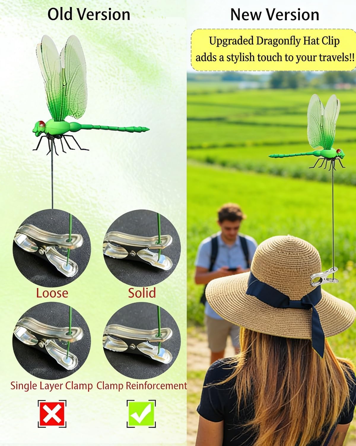 4/8/16/24Pcs Dragon Fly Clips for Bugs Repe Llent, Fake Dragonflies Hat Decor to Keep Bugs Away, 3D Realistic Decoy Deterrent Stake Rods, Outdoor Fly Scare Insert Plaque Devices for Garden