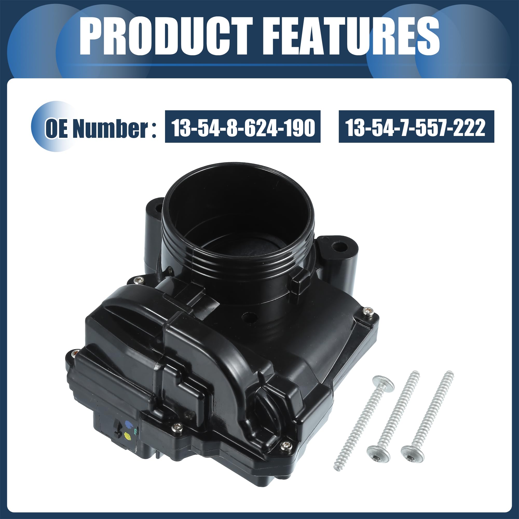 Motoforti Cuerpo de Aceleración, Actuador de Cuerpo de Aceleración de 62mm No.13-54-8-624-190 para Mini Cooper 1.6L L4 - Gasolina 2007-2015 Aleación de Aluminio Negro, 1 Set