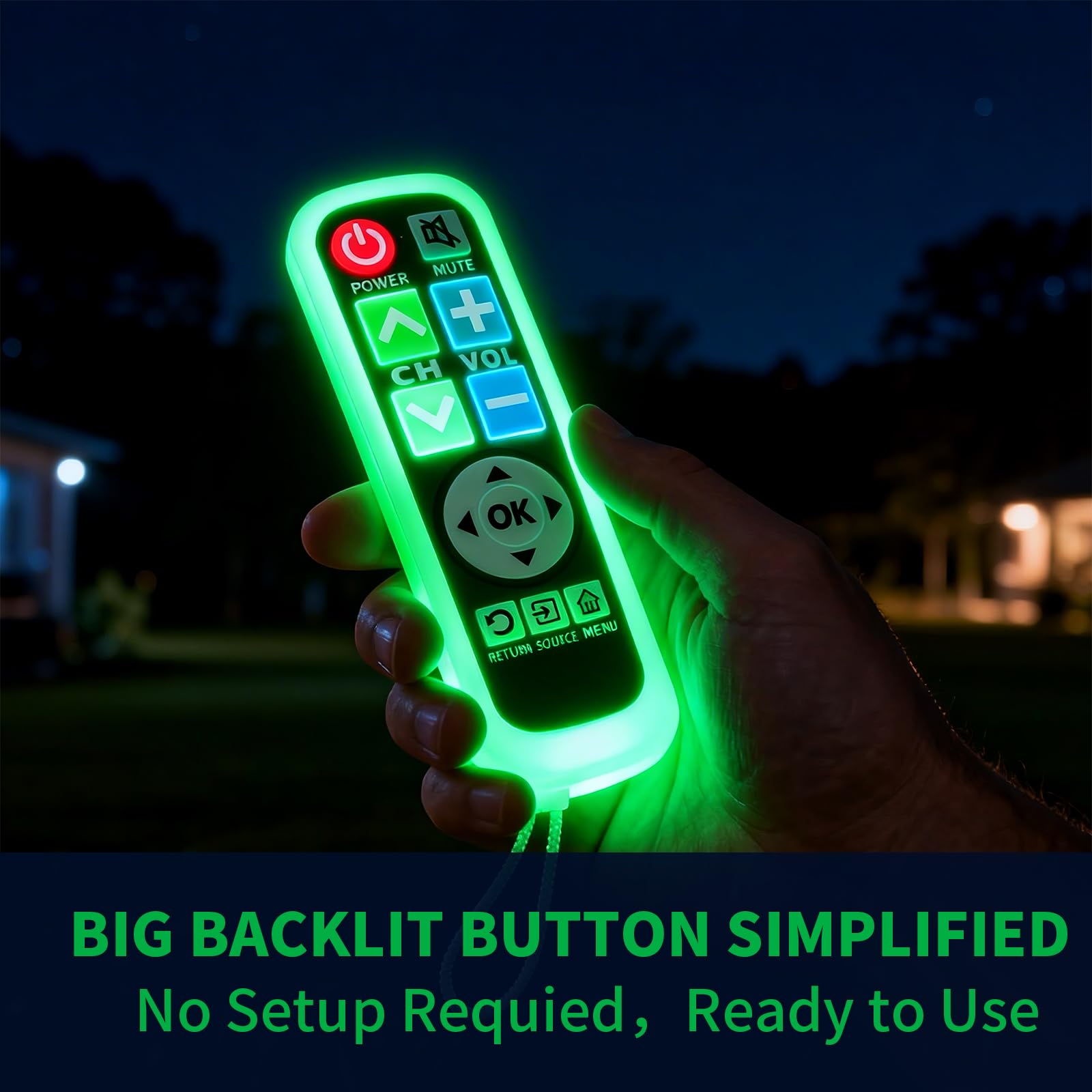 Mando a distancia retroiluminado con botón grande para TV LG con cubierta y gancho, control remoto universal sin configuración para personas mayores con mala visión, pacientes con enfermedad