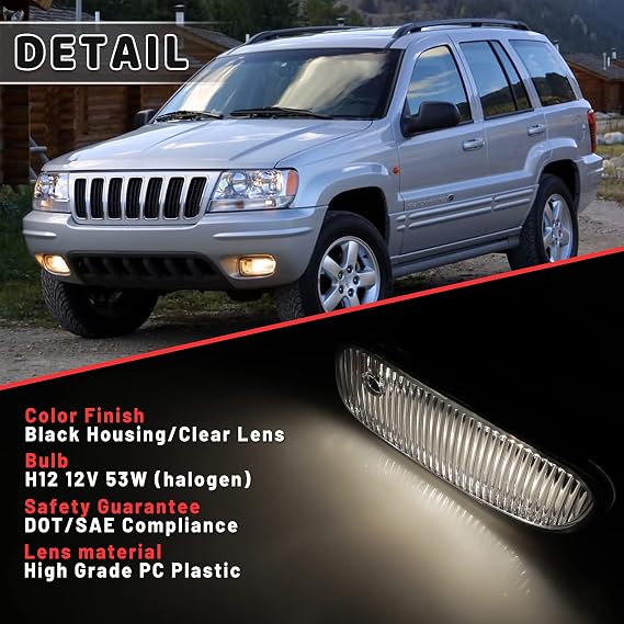 Fog Lights Fit For 1999 2000 2001 2002 2003 Jeep Grand Cherokee Fog Lamp Assembly With Halogen Bulbs 1 Pair