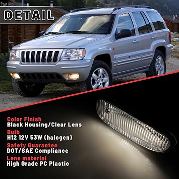 Fog Lights Fit For 1999 2000 2001 2002 2003 Jeep Grand Cherokee Fog Lamp Assembly With Halogen Bulbs 1 Pair
