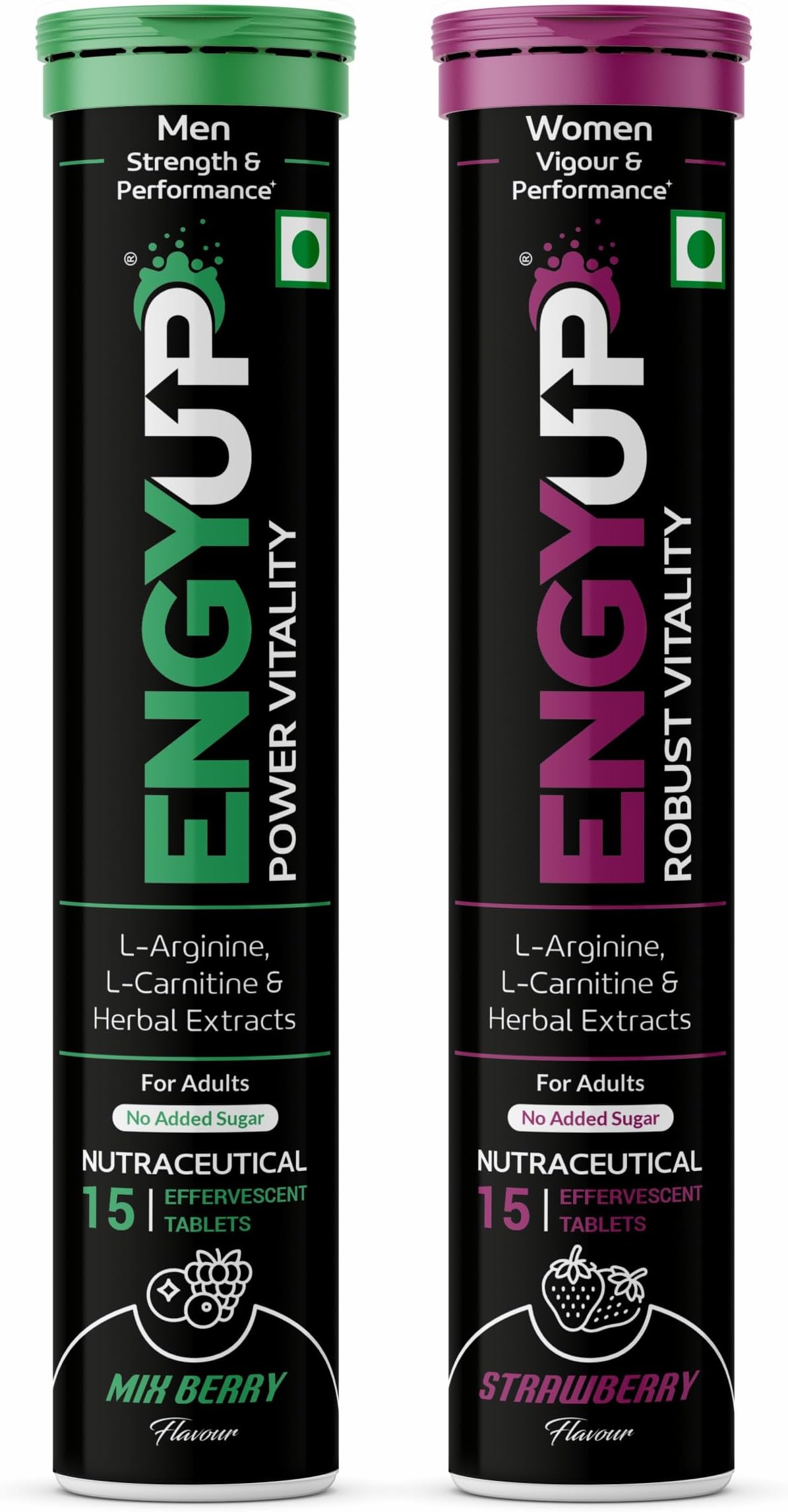 Vitality Booster Combo Pack for Man & Woman | Strength & Stamina Boosters | Herbs Ingredient, Arginine, Carnitine | 15 + 15 Effervescent Tablets