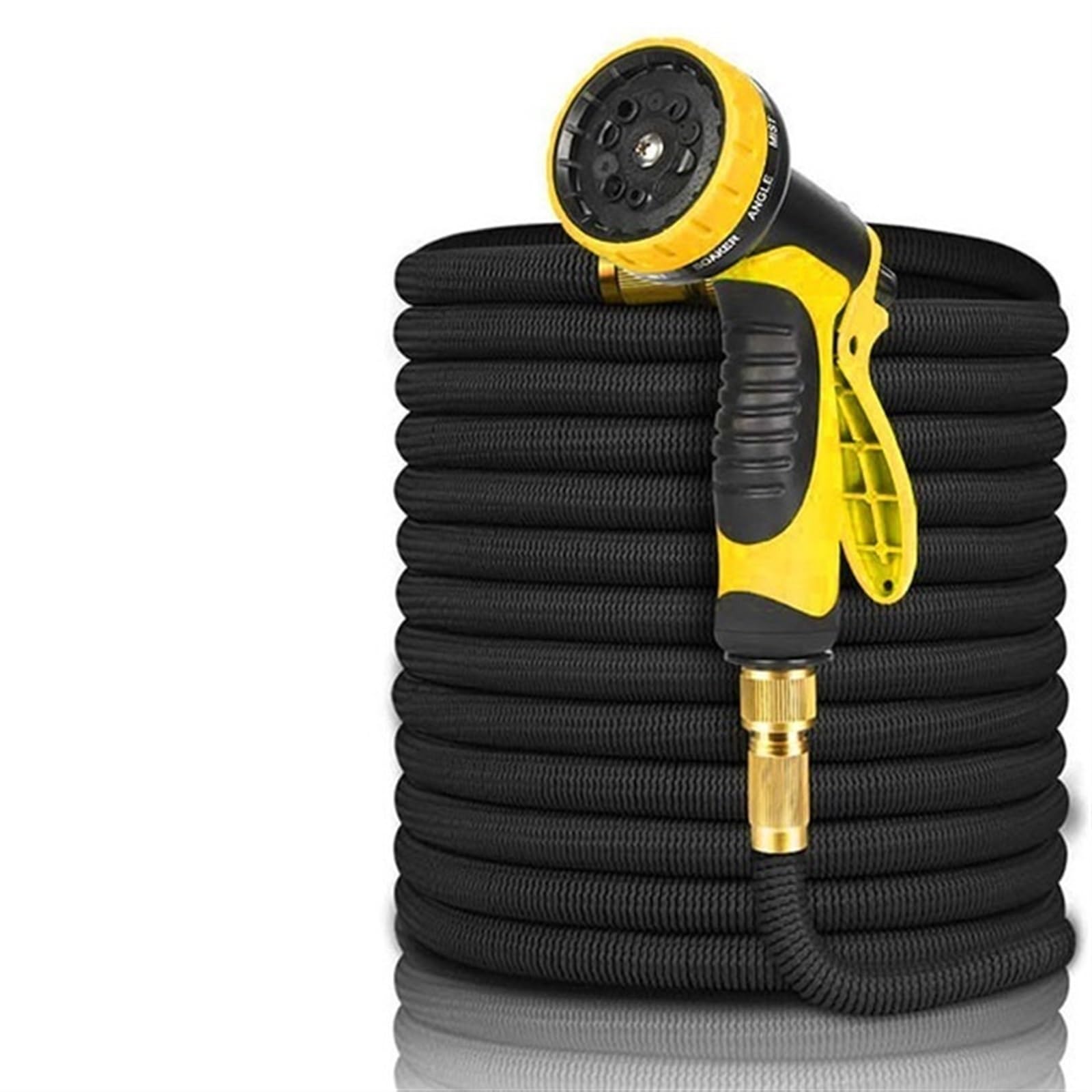 Manguera de Agua de jardín con Interfaz Universal, Manguera de riego Extensible, Manguera Flexible de Lavado de Coches de Alta presión, Herramientas de riego(Black Yellow Nozzle,1/2''_100FT)