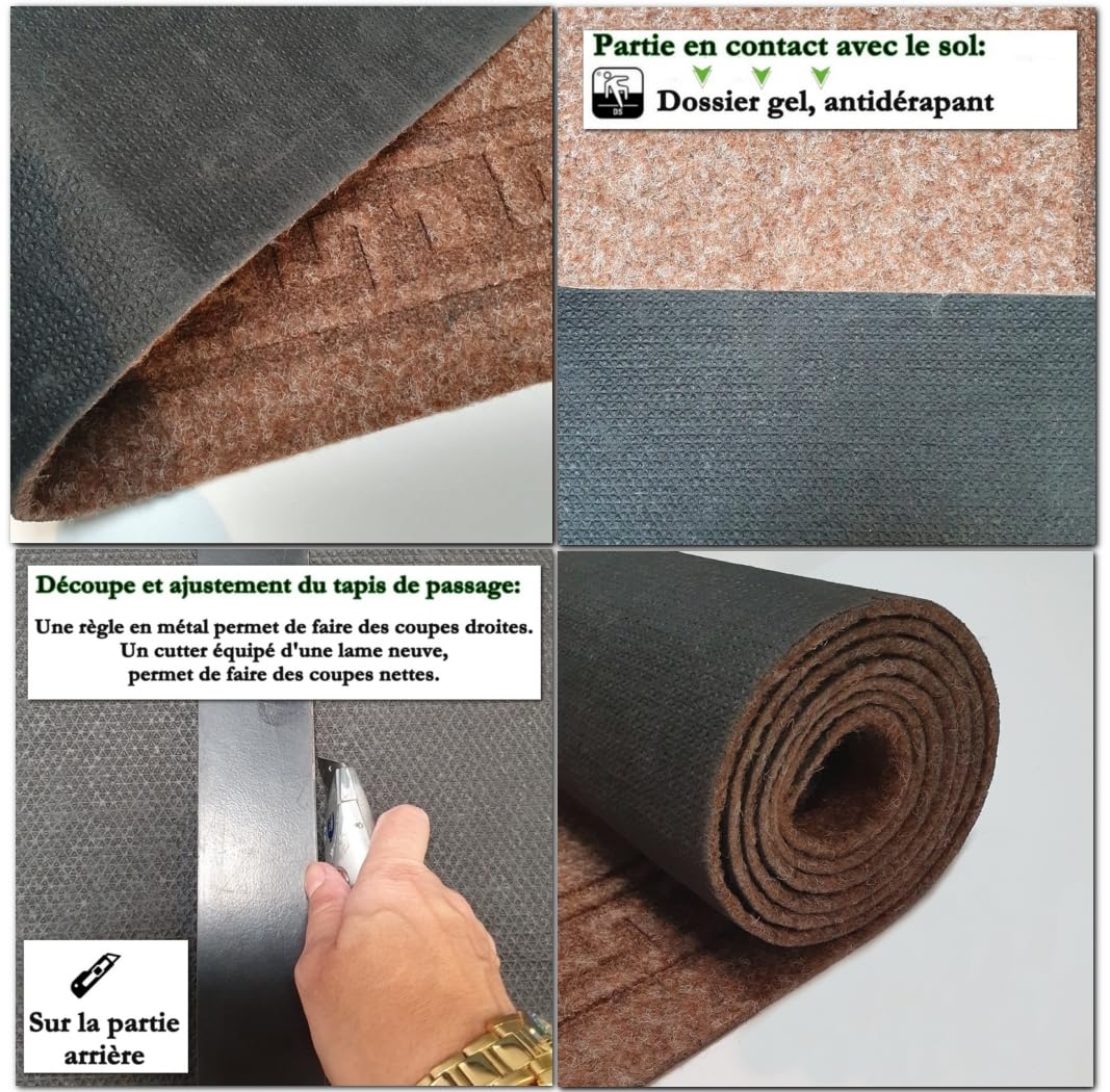 MadeInNature Tapis de Cuisine Devant d'Évier Antidérapant, Tapis de Passage Olympia, Largeur 66 cm (Sable, Longueur 500 cm)