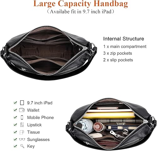 Miniatura 6 de Over Earth Bolsos de cuero suave para mujer, bolsos cruzados, multibolsillos, bolsas de hombro, bolsa de mensajero, tamaño mediano