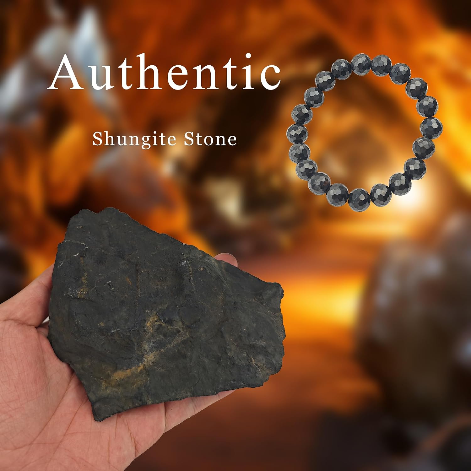 Natural Shungite Bracelet 7mm/9mm Faceted Beads – Personal Protection, Meditation, Crystal Healing Jewelry for Men & Women - Image 5