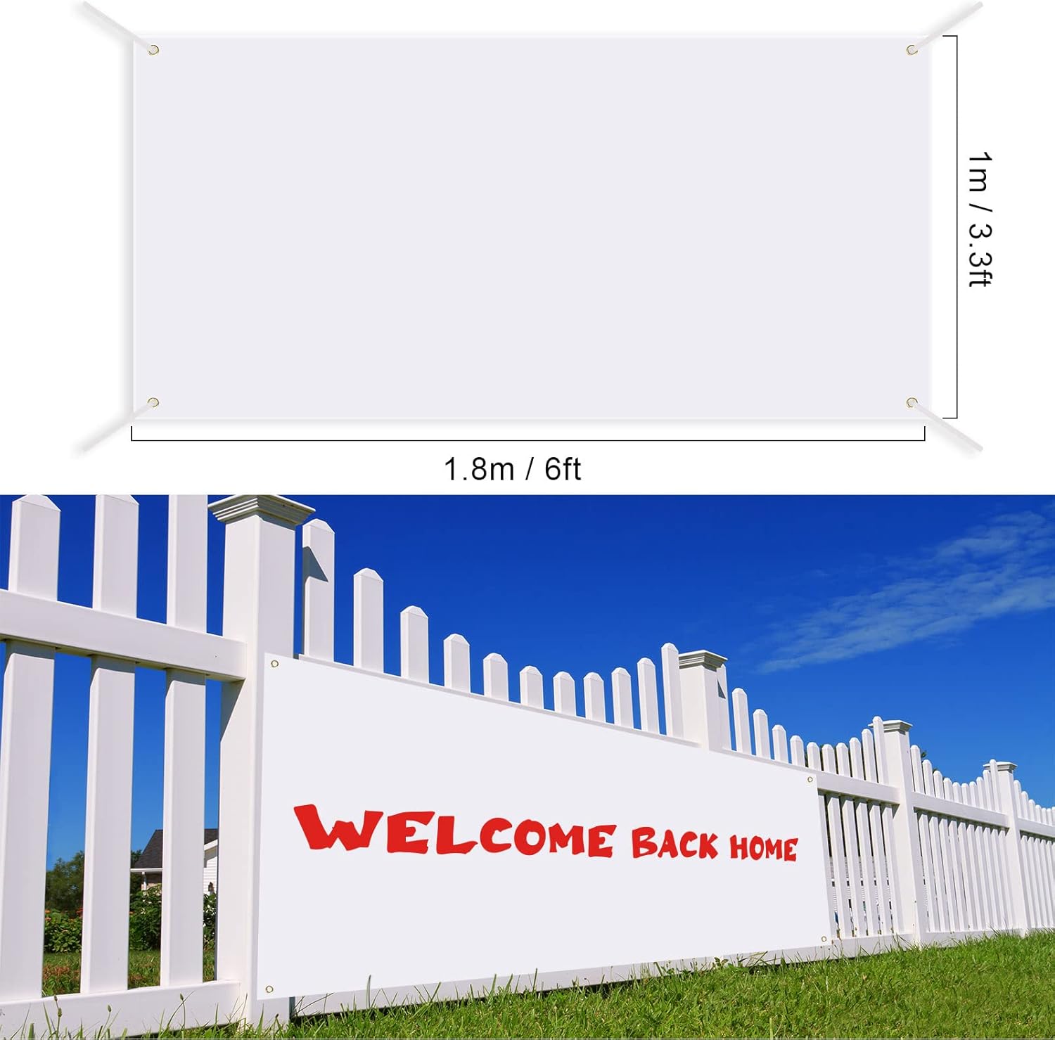 Shimeyao 4 Pcs 3 x 6 Feet Large Blank Banner Polyester Sublimation Banner with Hanging Ropes Paintable Hang Signs DIY Banner Signs for Indoor Wall Outdoor Party Display Business Office Supply(White)