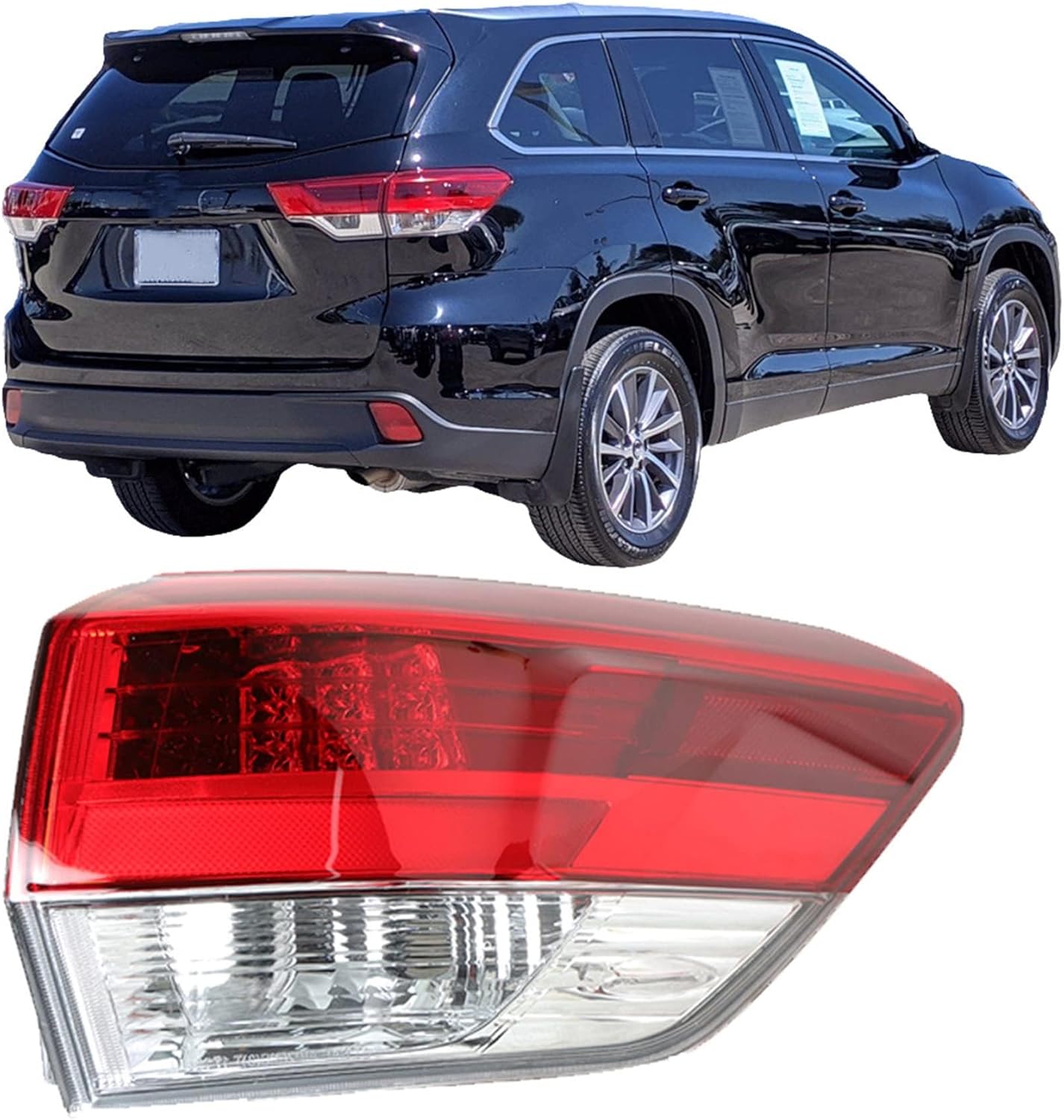 Silscvtt Driver Side Rear Brake Tail Light Assembly Replacement for Toyota Highlander 2017-2020 Outer Left Tail Lamp 815600E161 TO2804143