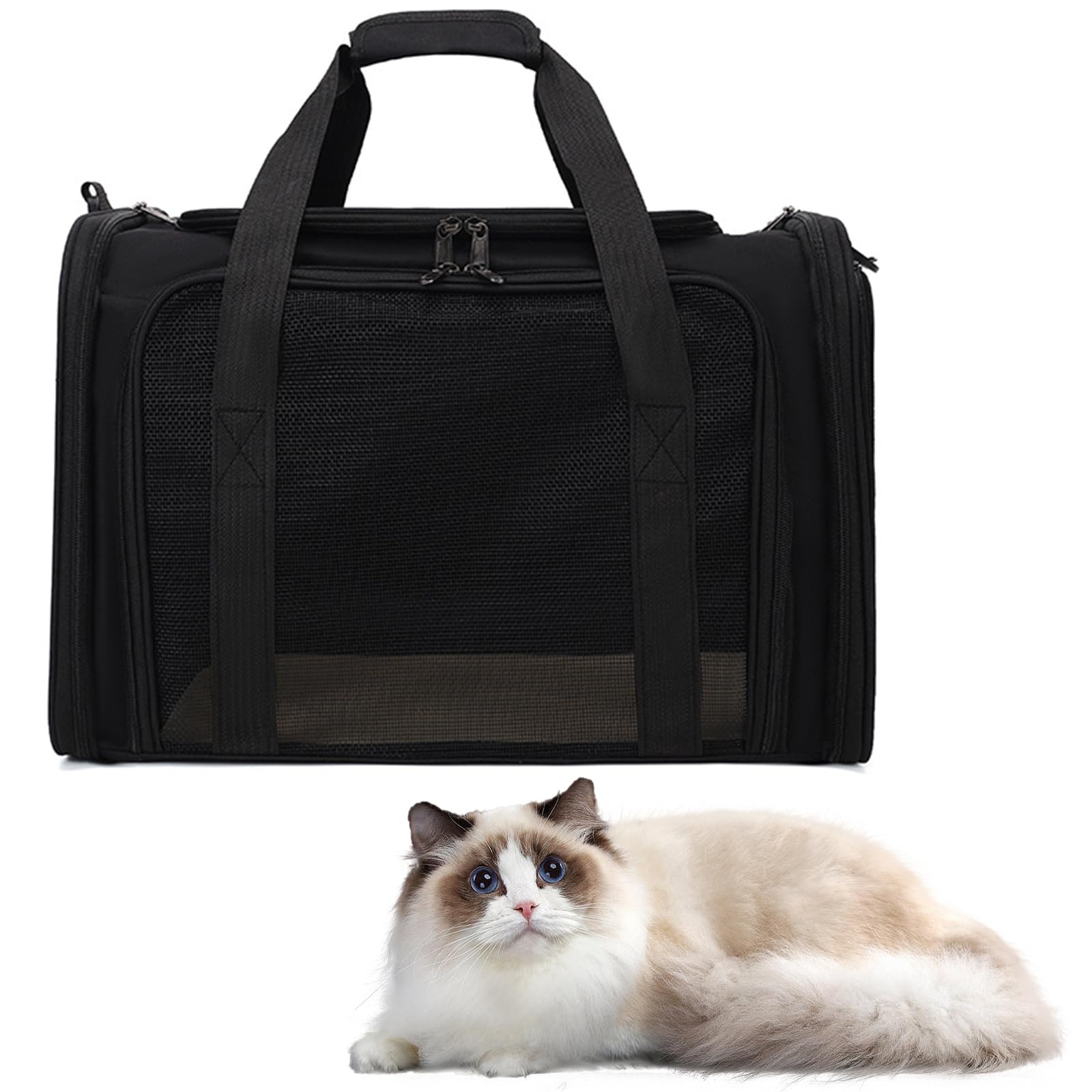 Eastrise Soft-Sided Collapsible Cat Carrier, Multi-Entry Pet Travel Bag