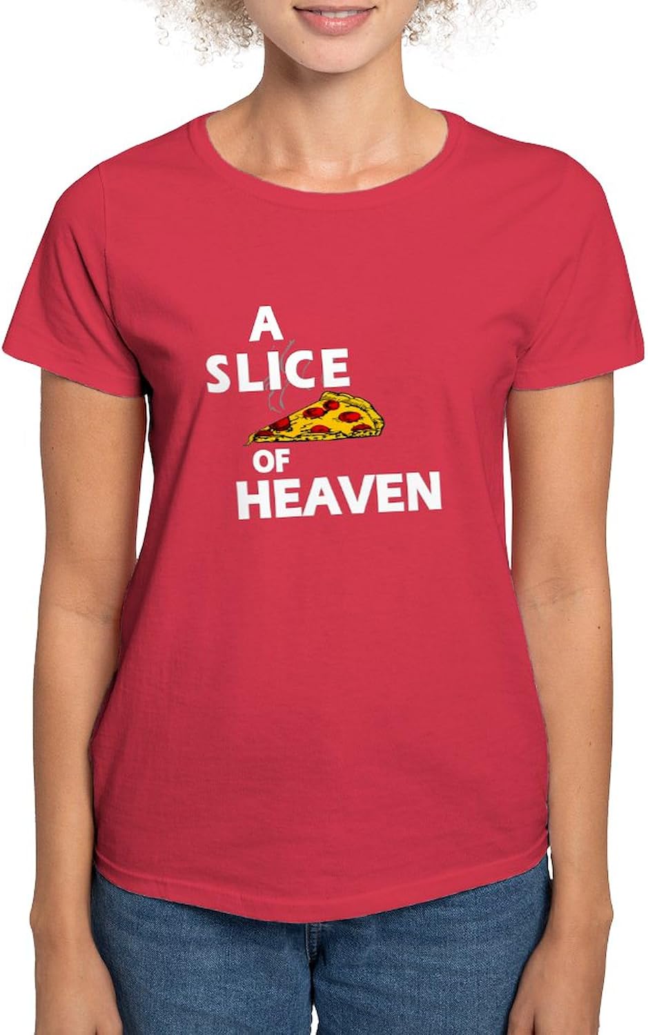 CafePress A Slice of Heaven Women's Dark T Shirt Womens Classic Crew-Neck Soft Graphic T-Shirt