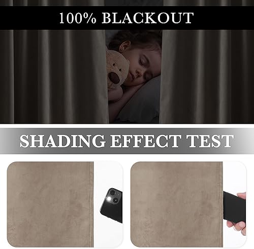 Miniatura 107 de RYB HOME - Cortinas de terciopelo beige, cortinas decorativas resistentes con pestaña trasera, cubierta de privacidad para oscurecer habitación