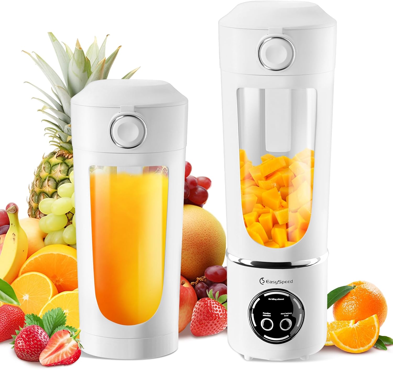 EasySpeed Personal Portable Blender,USB Type-C Rechargeable,700ml Juicer Cup,12 Stainless Steel Blades,4 Gear Modes,1500mAh Battery Capacity,Perfect for Fresh Juice at Home (White)