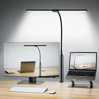 Voncerus LED Desk Lamp for Home Office, Double Head with Clamp