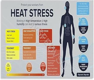 Protect Your Workers Heat Stress Educational Poster Canvas Wall-Art for Office Workplace Home Decor(Unframed,08x12inch(20x30cm))
