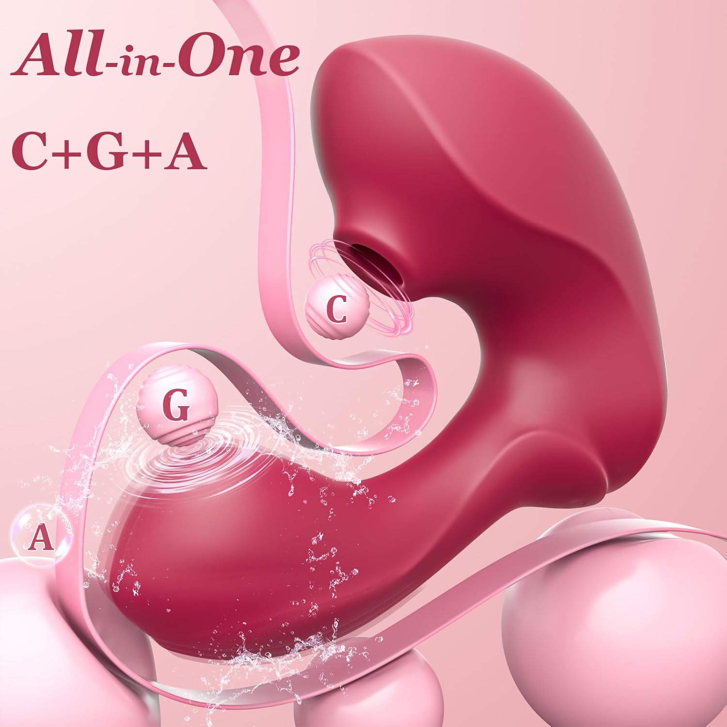 Clitoral Sucking Vibrator Adult Sex Toys for Women, 2-in-1 G Spot Dildo Vibrators with 9 Vibrating & Sucking Modes, Nipple Sucker Toys Clit Stimulator for Couple or Solo Fun (Rose Red)