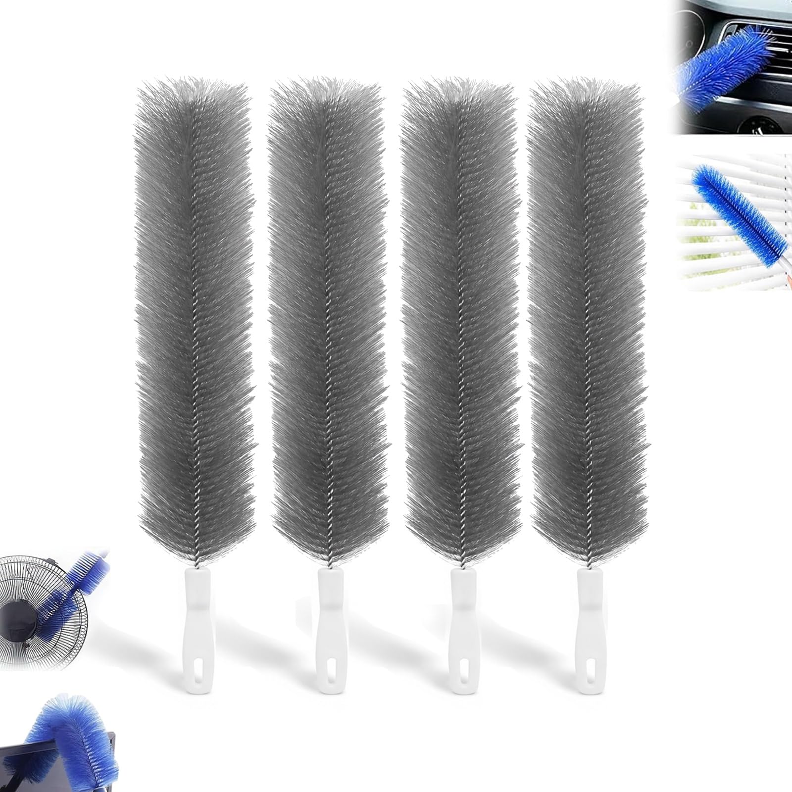 Zqmvxr 4Pcs-C Bendable Microfiber Dust Remover, Reusable Fan Cleaning Brush