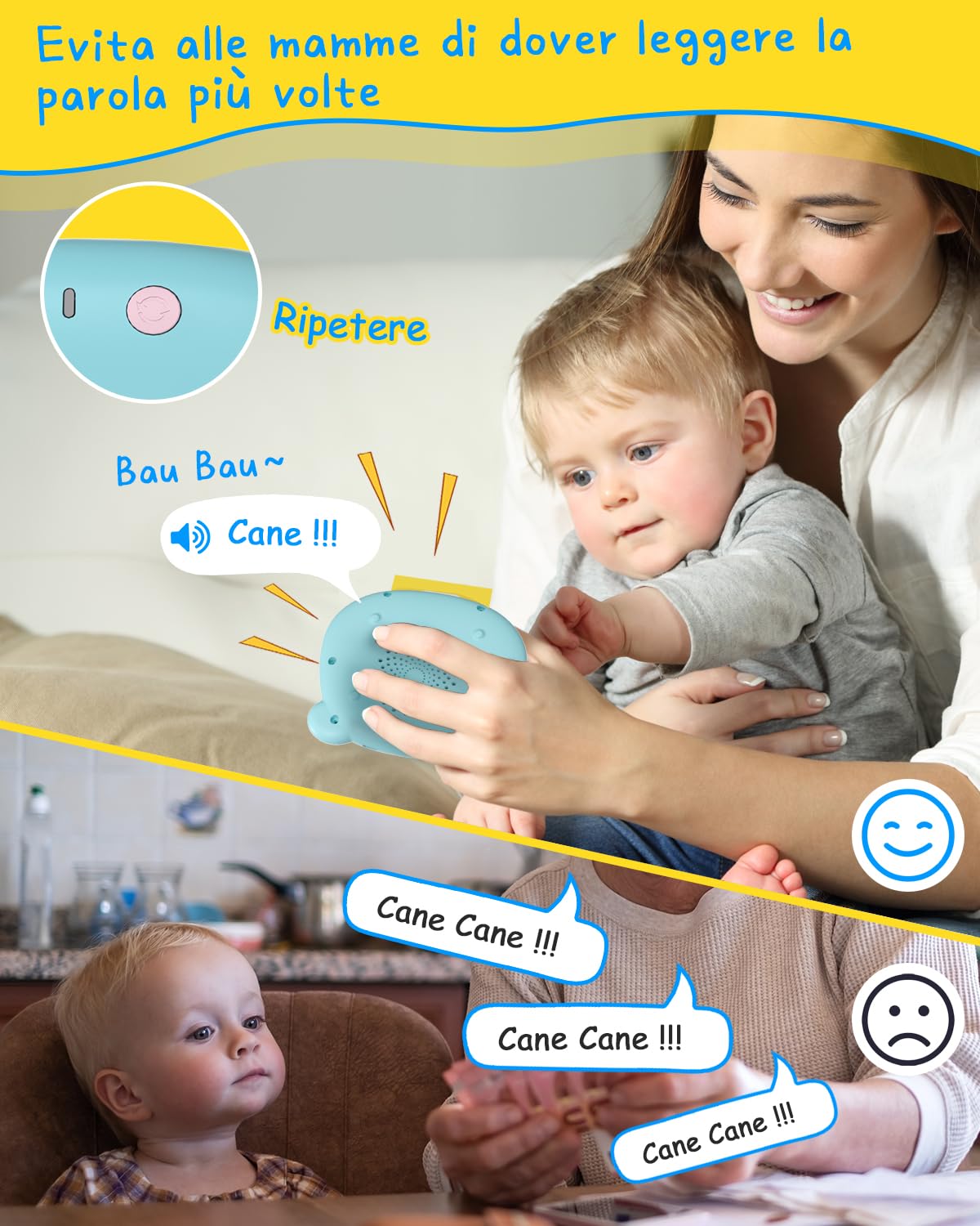 Winnrok Carte Parlanti Montessori Bilingue, Flashcards Bambini Italiano, Amico Vocabolo Gioco, Giochi Montessori Bambini 2 Anni, Imparare Parlare Numero Animali, Autismo e Logopedia Blu