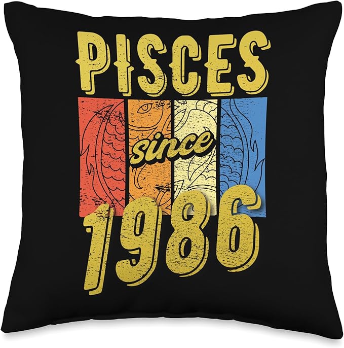 Zodiac Sign Pisces Birthday 1986 Throw Pillow