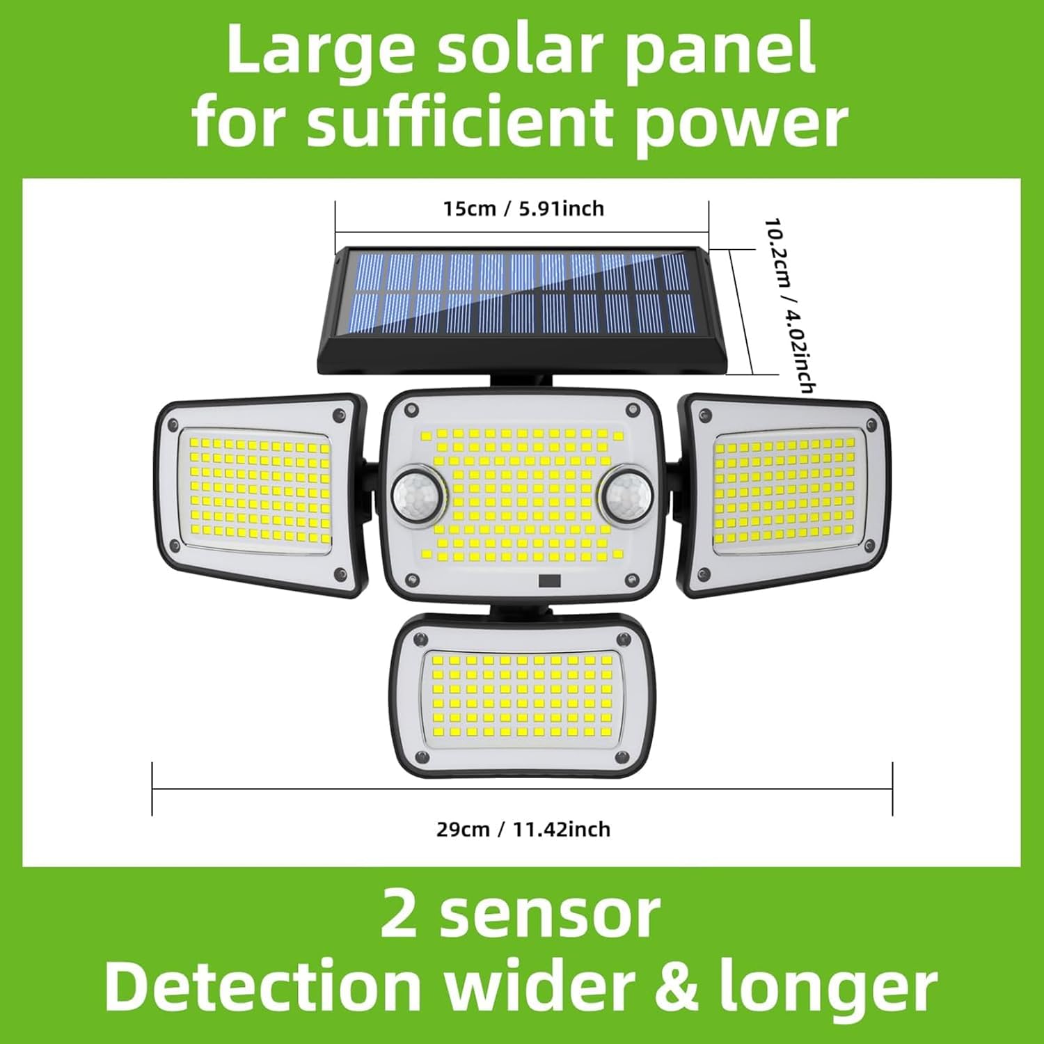 Solar Outdoor Lights, LED Motion Sensor Security Lights, IP65 Waterproof Solar Powered Security Flood Lights, 270°Wide Lighting Angle Wall Light with Sensors for Backyard Yard (2, Black)