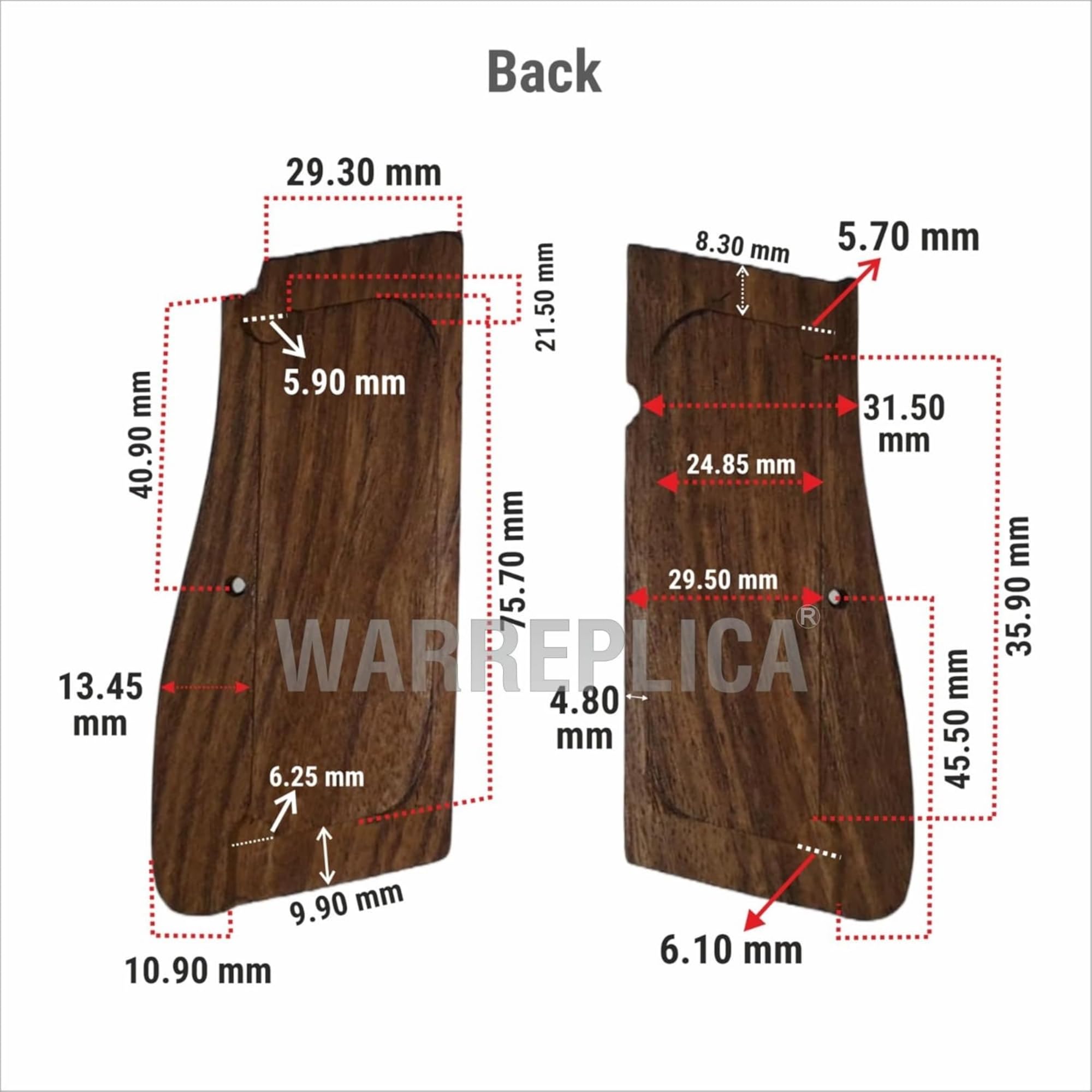Nachbildungen Deutscher Browning High Power Griffe aus dem Ersten und Zweiten Weltkrieg, Browning Hi Power Holzgriffe, HP 14 Griffe, Browning Hi Power Cachas-Empuñadura, Griff (Original)