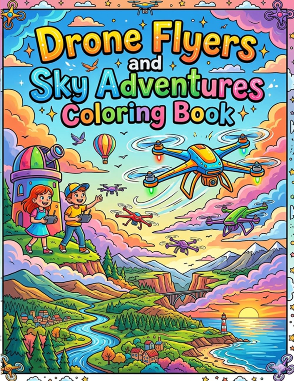 Drone Flyers and Sky Adventures Coloring Book: Fun and Exciting Drone Missions for Kids with Flying Adventures and Creative Sky Explorations