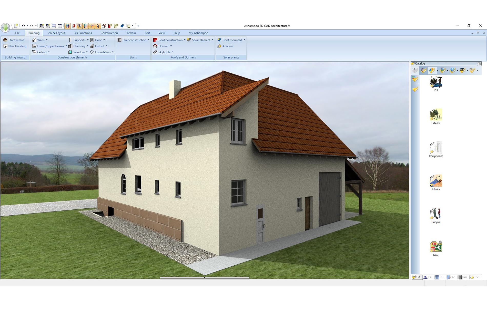 3­D CAD Architecture 12⁠ - design Software for house, garden, balcony, photovoltaic, walls - 2D 3D objects for Win 11, 10