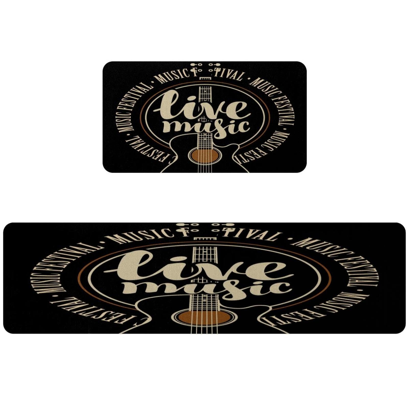 Alfombrilla de cocina antideslizante y absorbente lavable VAPOKF guitarras