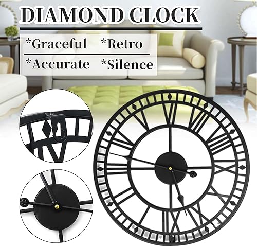 Miniatura 4 de Reloj de pared silencioso sin tictac, certificación de seguridad de 31 pulgadas, reloj de pared grande con número romano, reloj de pared de metal de