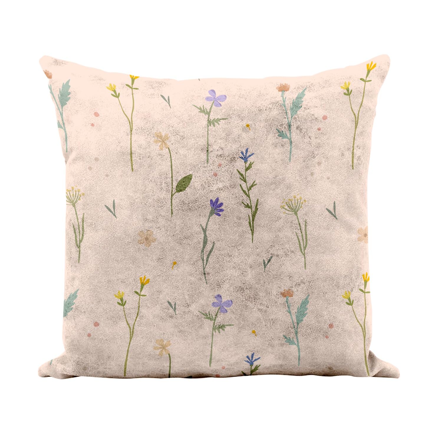 Coussin similicuir blanc floral 40x40 déco salon nature avec housse et coussin inclus