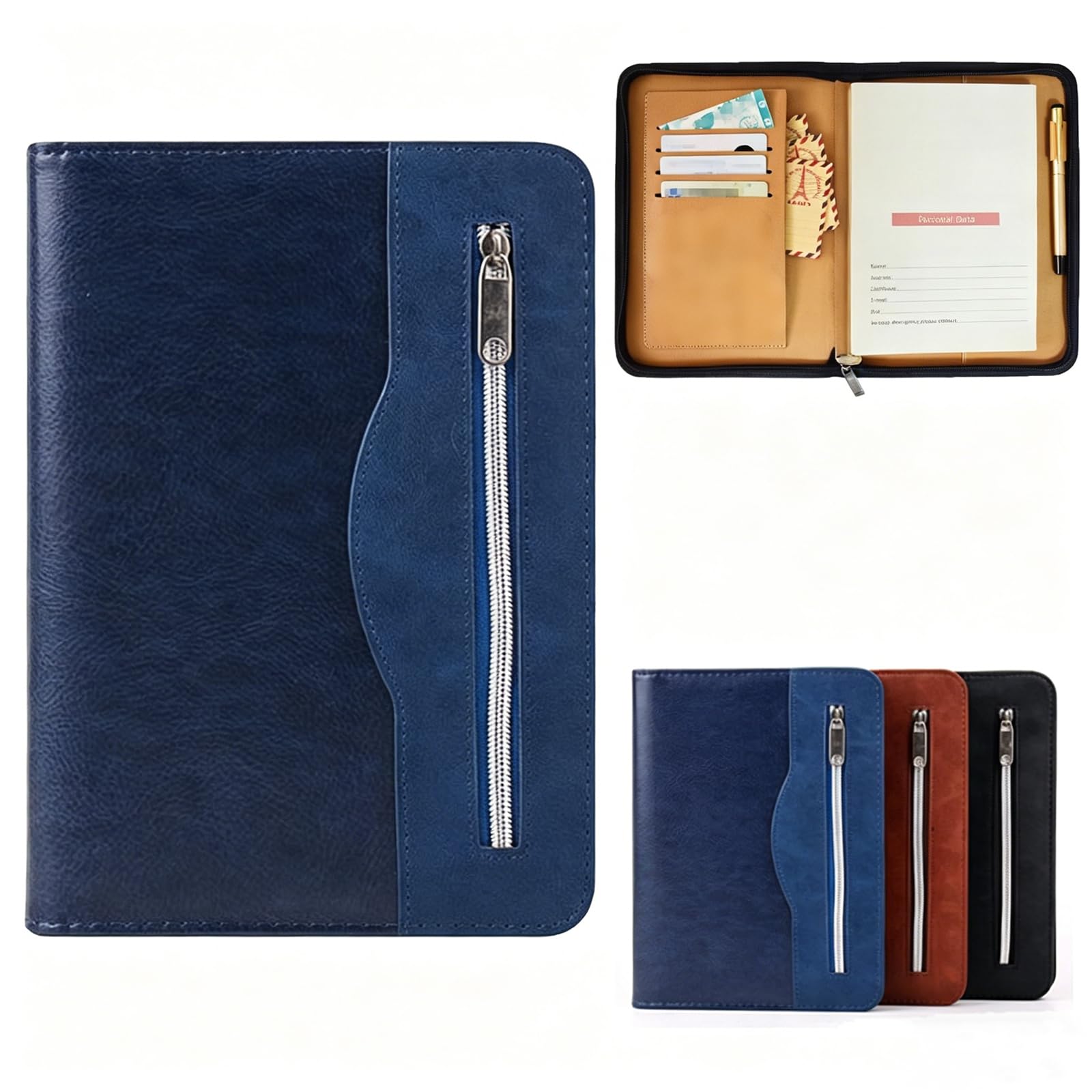 Carnet de notes en cuir PU bleu pour organiser vos réunions et déplacements
