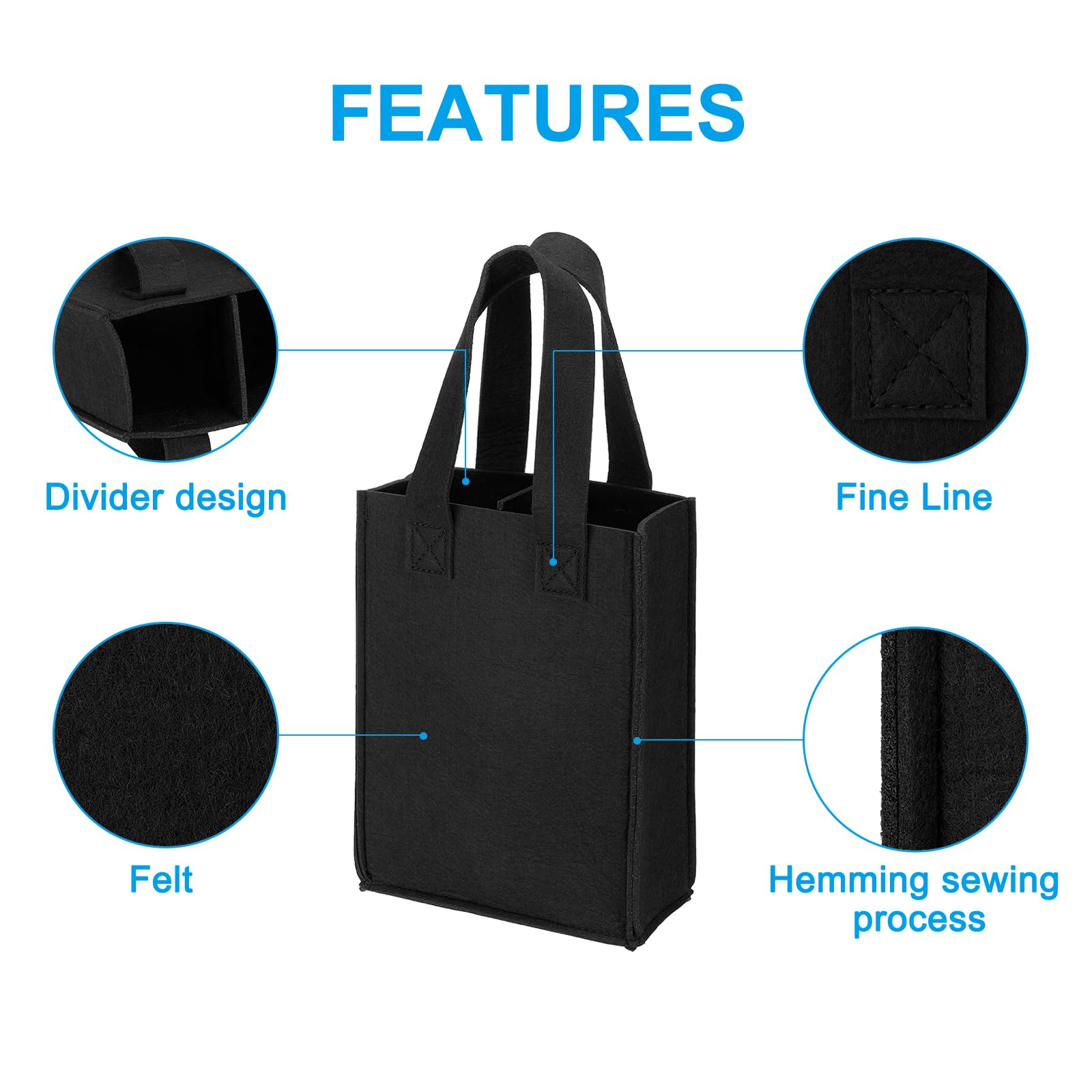 PATIKIL 2 Bottle Wine Carrier Tote Bag - Image 3
