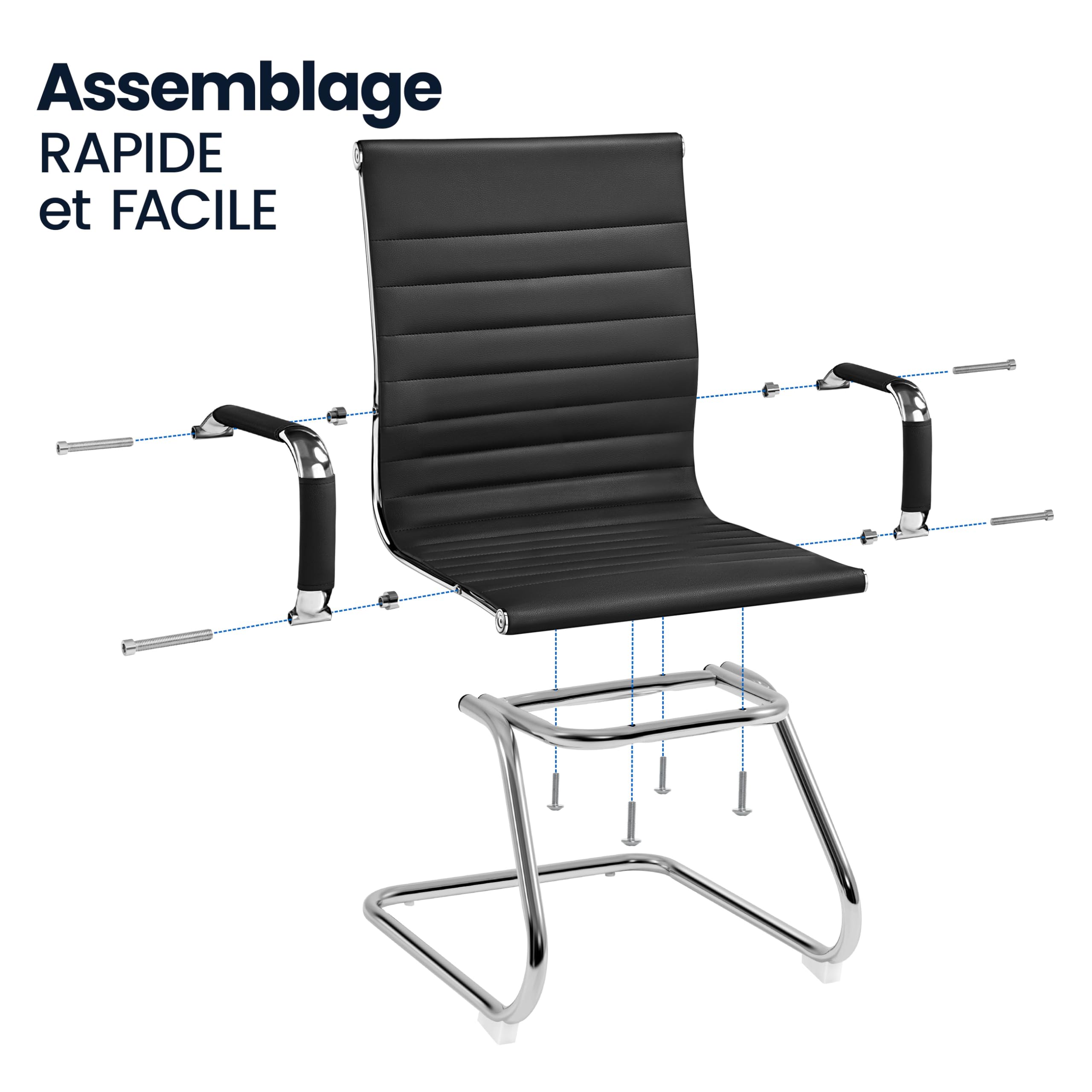 Yaheetech Chaises de Conférence Lot de 2 Chaises de Bureau Ergonomique avec Accoudoirs Chaises Cantilever pour Bureau, Réception, Réunion, Salle D’Attente, Noir