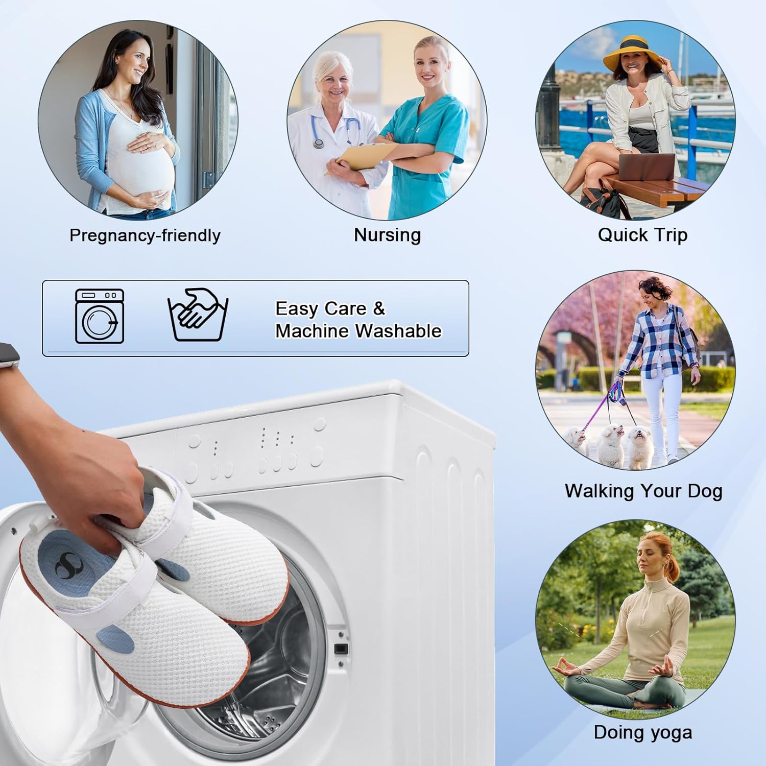 Scurtain Womens Walking Shoes Comfortable Wide Barefoot Shoes Adjustable Diabetic Neuropathy Nursing Shoes Breathable Non Slip Casual Flat Sandals - Image 6