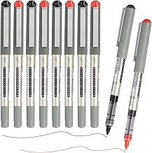 Pack of 10 Liquid Ink Rollerball Pens, Black Gel Ink Rollerball Pens, Red Ballpoint Pen, 0.5 mm Extra Fine Tip, Quick Drying