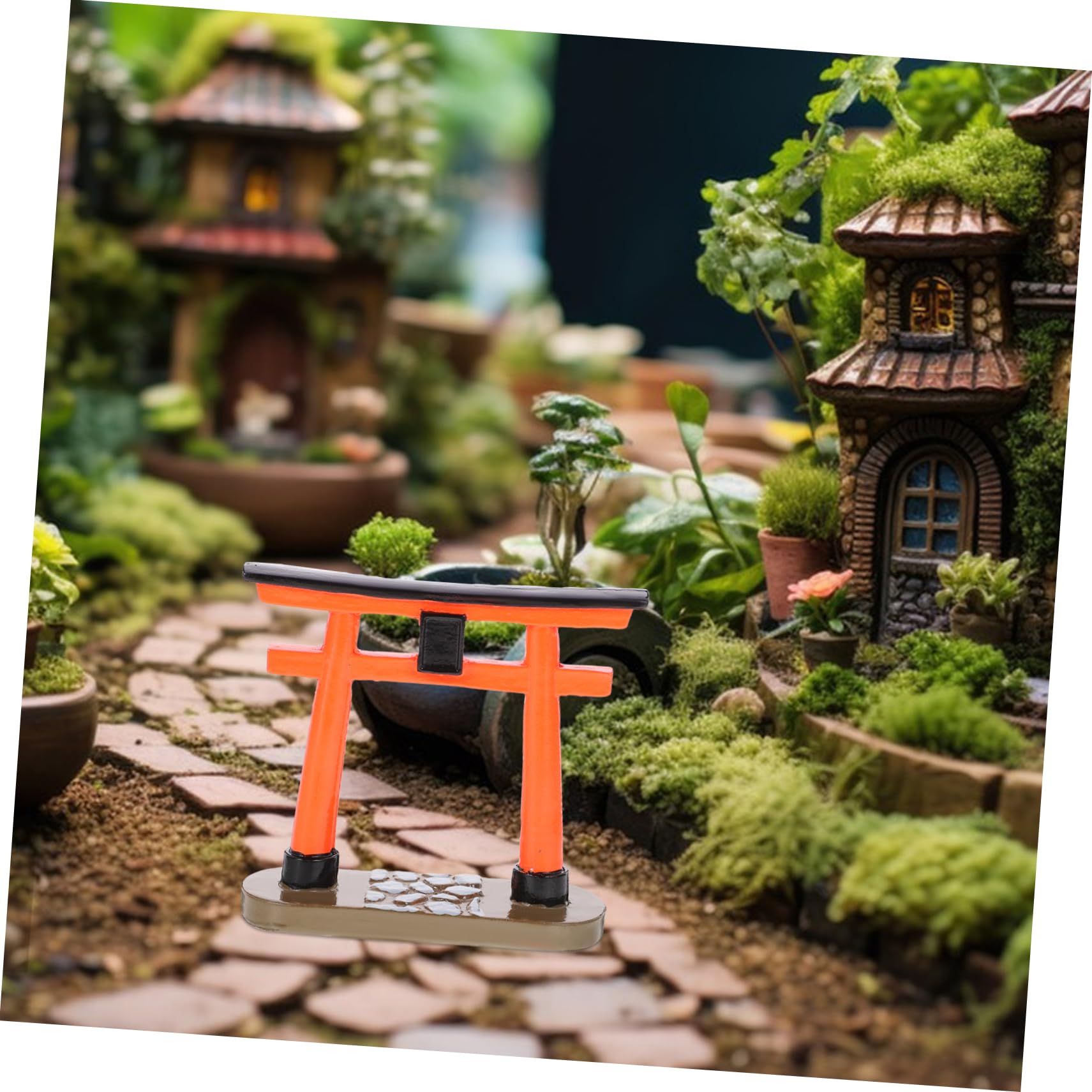 Figura De Puerta Torii Japonesa En Miniatura - Resina Roja, 9x8x3 Cm | Decoración Para Acuarios, Terrarios, Jardines Zen O Casa De Muñecas