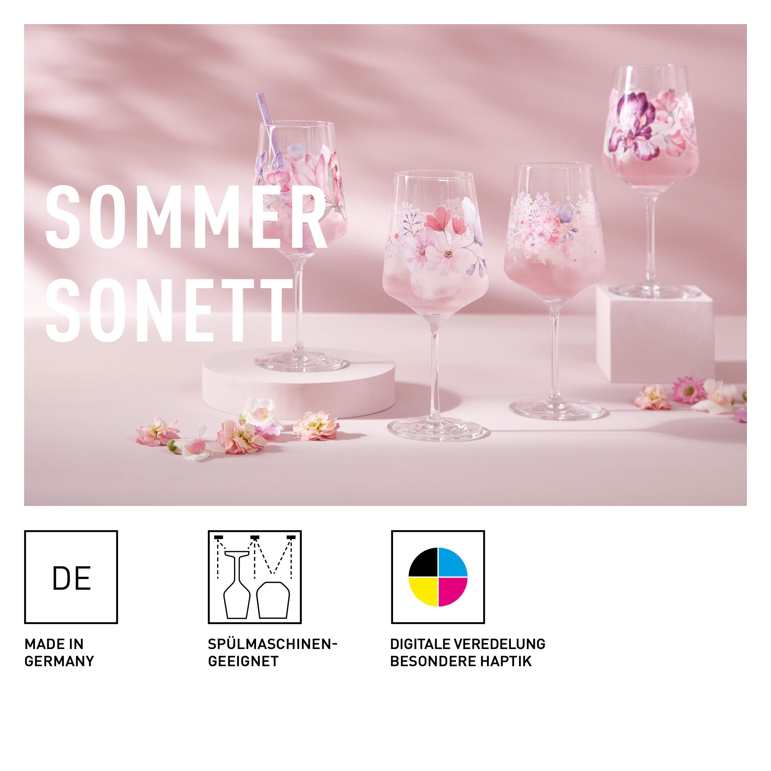 RITZENHOFF 2849001 aperitiefglas 500 ml - set van 2 - serie Sommerrausch - motief vlinders - Made in Germany, oranje, rood