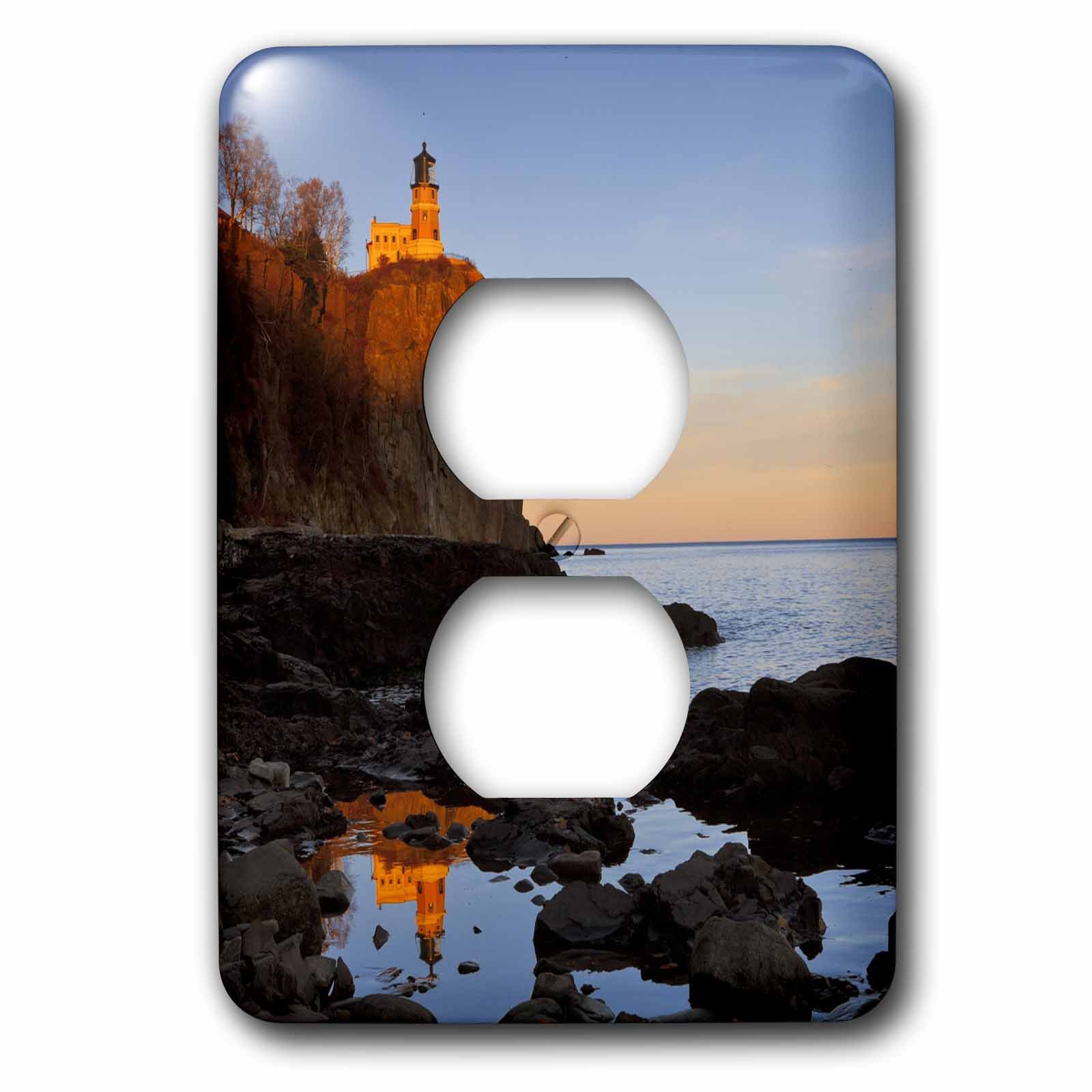 Plaque double prise Phare de Split Rock 3drose pour ambiance marine salon